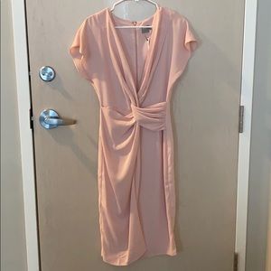 ASOS Twist Midi Kimono Sleeve Dress in Blush Pink